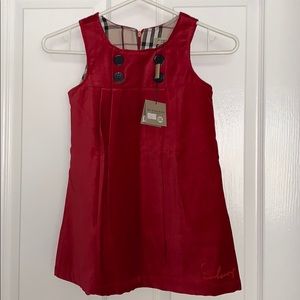 VINTAGE W/ TAGS RED BUTTON BURBERRY DRESS (CHILD)